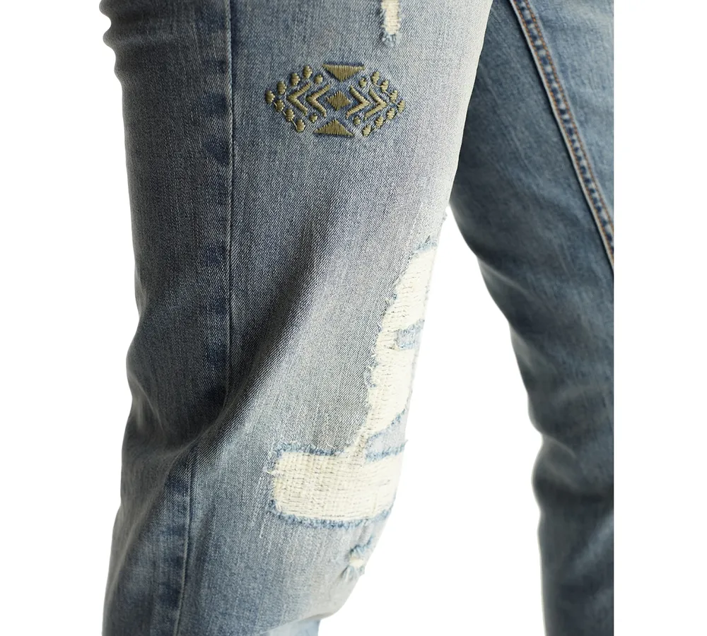 Frye Women's Destructed Embroidered Straight-Leg Denim Jeans