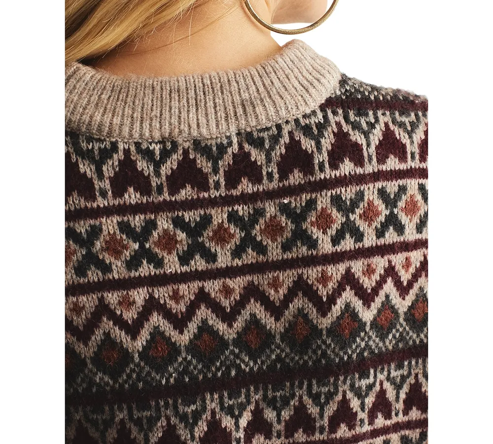 Frye Women's Fair-Isle Print Relaxed-Fit Pullover Sweater