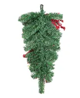 Glitzhome 25" H Flocked Berry, Ornament and Pinecone Ribbon Teardrop