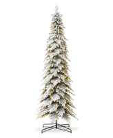 Glitzhome 11' Pre-Lit Flocked Pencil Spruce Artificial Christmas Tree with 700 Warm White Lights