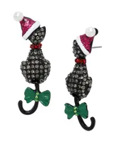 Betsey Johnson Faux Stone Santa Cat Earrings