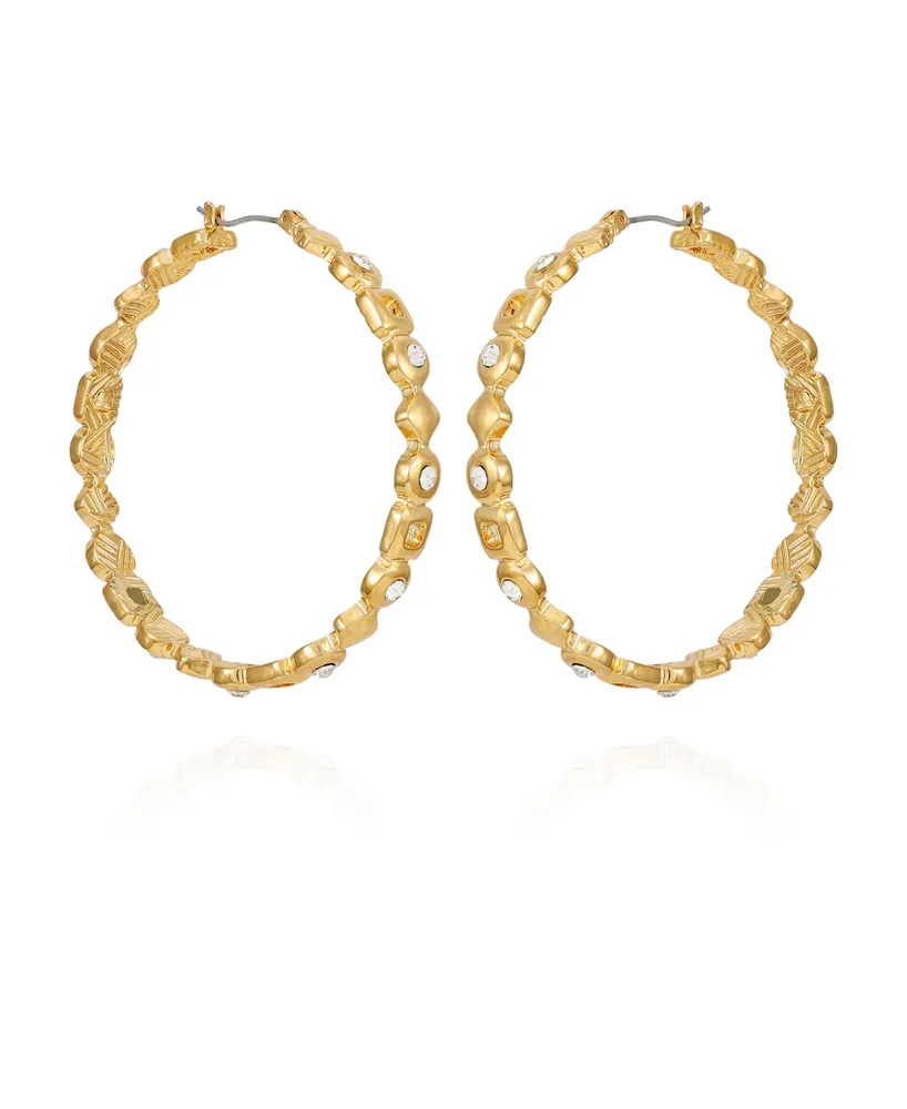 T Tahari Gold-Tone Modern Hoop Earrings