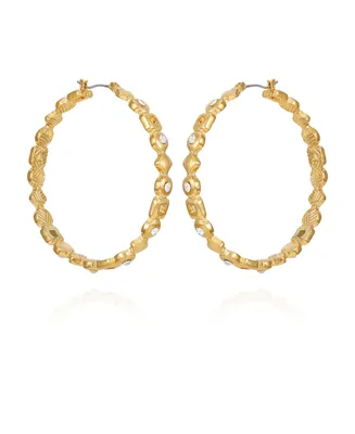 T Tahari Gold-Tone Modern Hoop Earrings