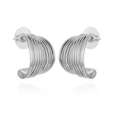 T Tahari Silver-Tone Open C Hoop Earrings