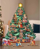 Designocracy Nutcracker Themed Wooden Christmas Tree with Ornaments Set of 13 G. DeBrekht