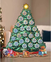 Designocracy Advent Calendar Themed Wooden Christmas Tree with Ornaments Set of 28 G. DeBrekht