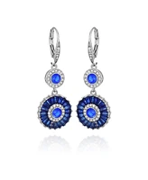 T Tahari Clear Glass Stone Circle Flower Drop Earrings