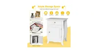 Wooden Accent End Table with Drawer Storage Cabinet Nightstand-White