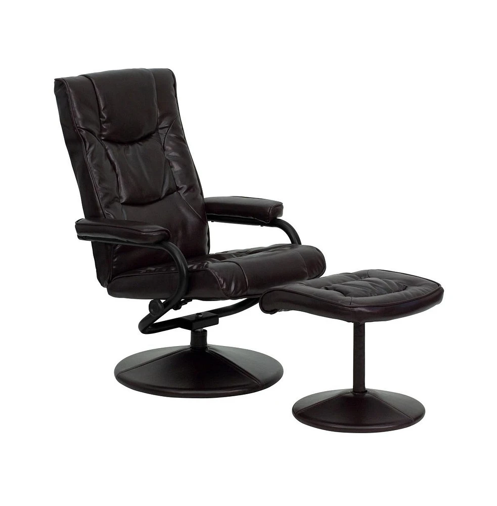 Contemporary Multi-Position Recliner & Ottoman W/ Wrapped Base