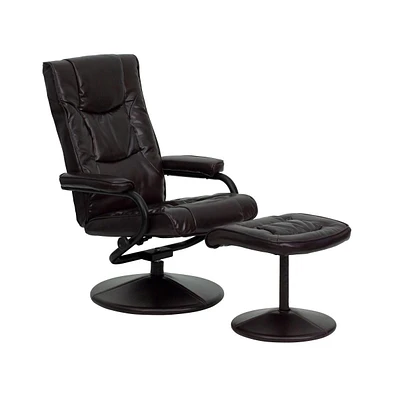 Contemporary Multi-Position Recliner & Ottoman W/ Wrapped Base