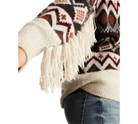 Frye Women's Fringe-Sleeve Snap-Front Shawl Cardigan Sweater