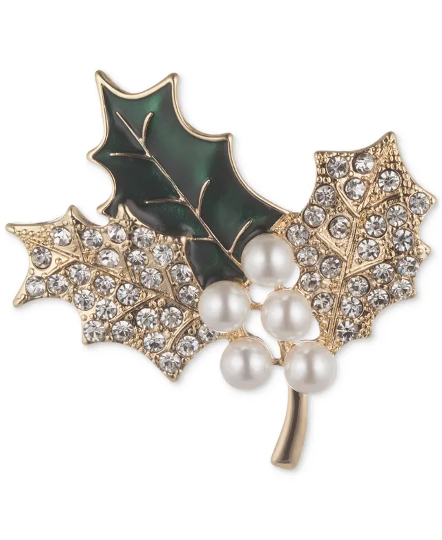 Anne Klein Gold-Tone Multi Crystal Bird On Branch Pin