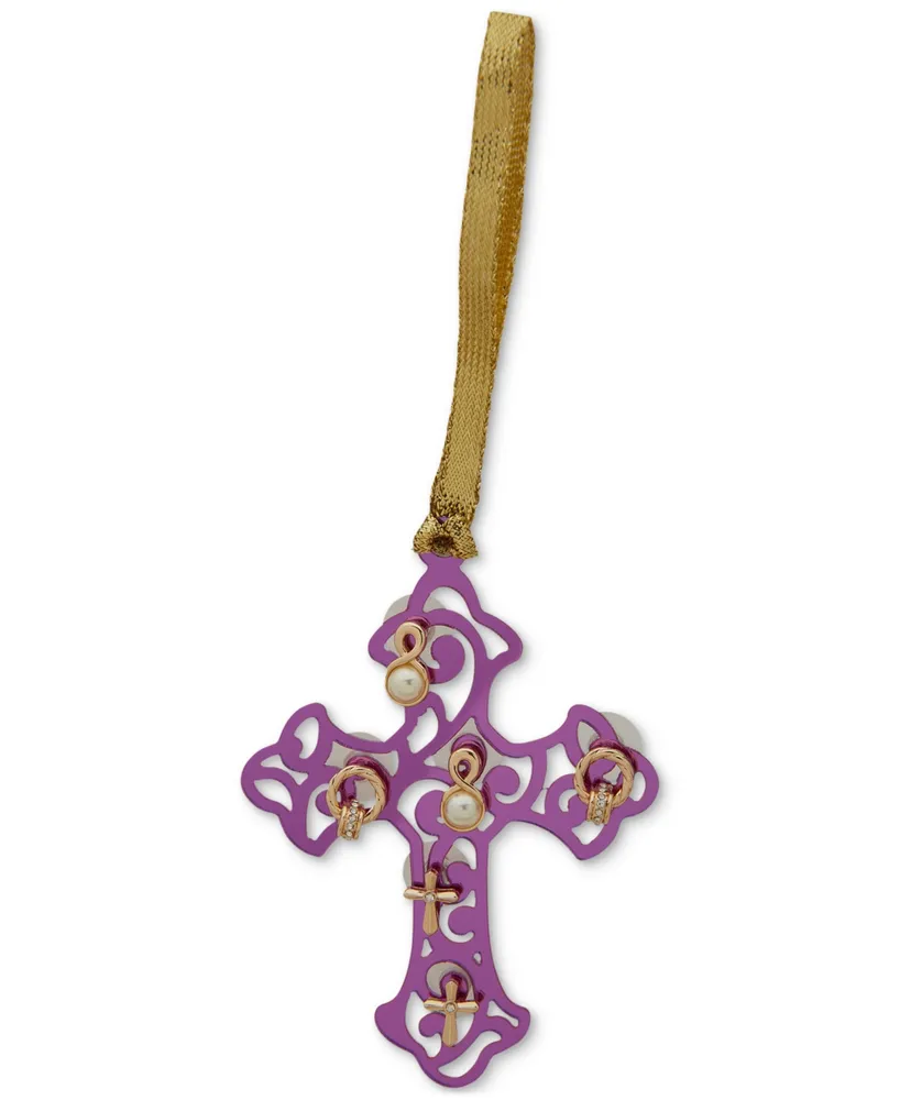 Anne Klein Purple Cross Ornament & Gold-Tone 3-Pc. Earrings Set