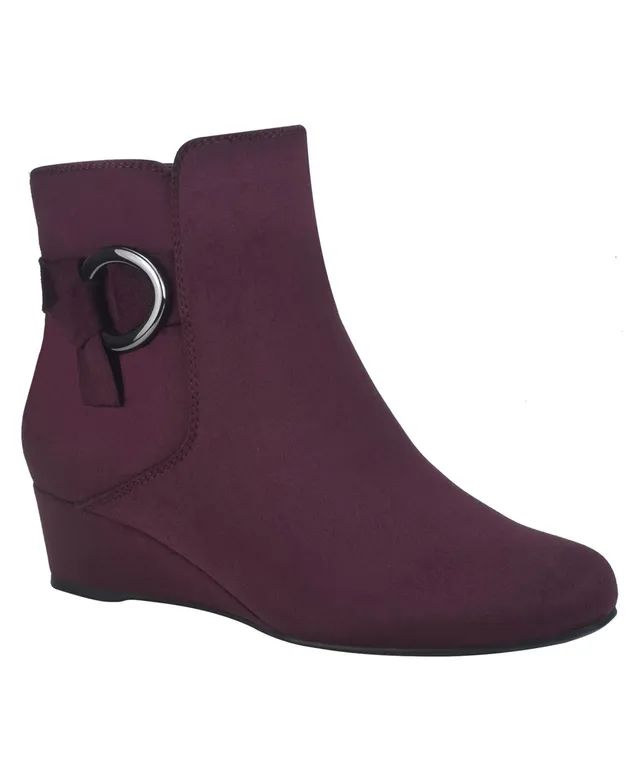 burgundy wedge ankle boots