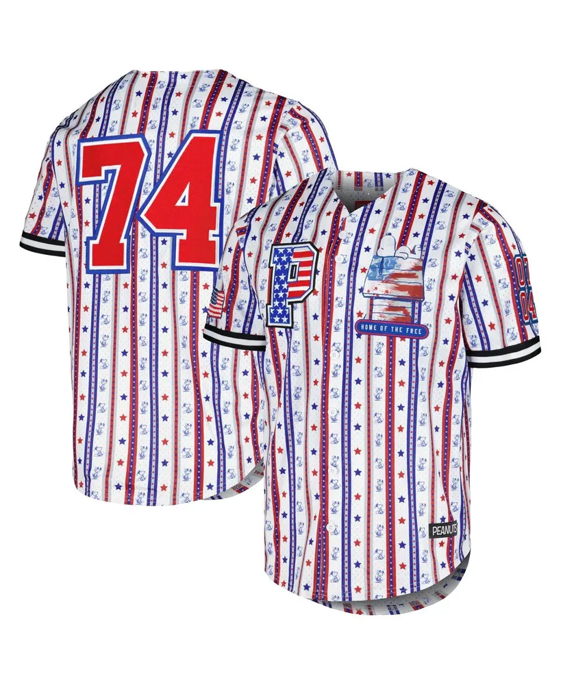 Men's Freeze Max White Peanuts Home of the Free Baseball Jersey