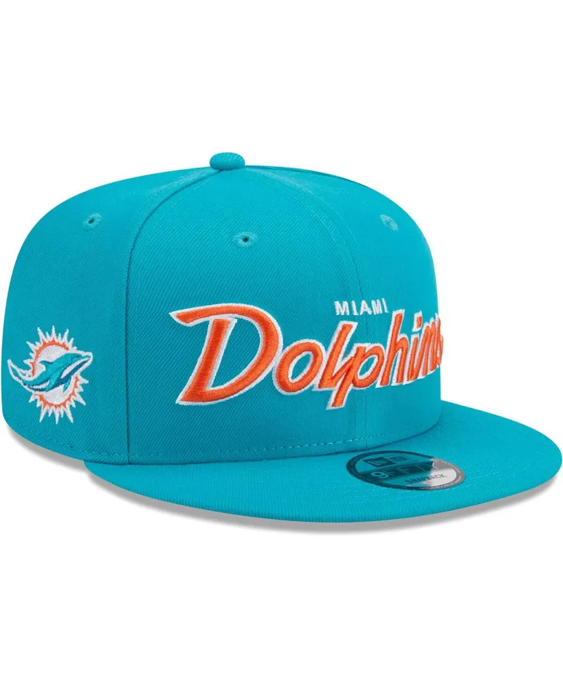 Men's New Era Aqua Miami Dolphins Main Script 9FIFTY Snapback Hat