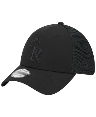 Men's New Era Colorado Rockies Black-on-Black Neo 39THIRTY Flex Hat