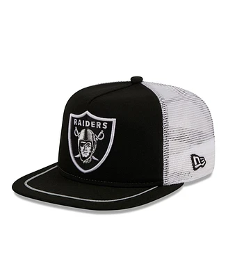 Men's New Era Black, White Las Vegas Raiders Original Classic Golfer Adjustable Hat