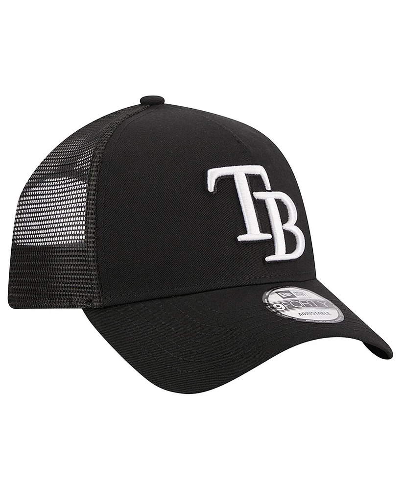 Men's New Era Black Tampa Bay Rays A-Frame 9FORTY Trucker Adjustable Hat