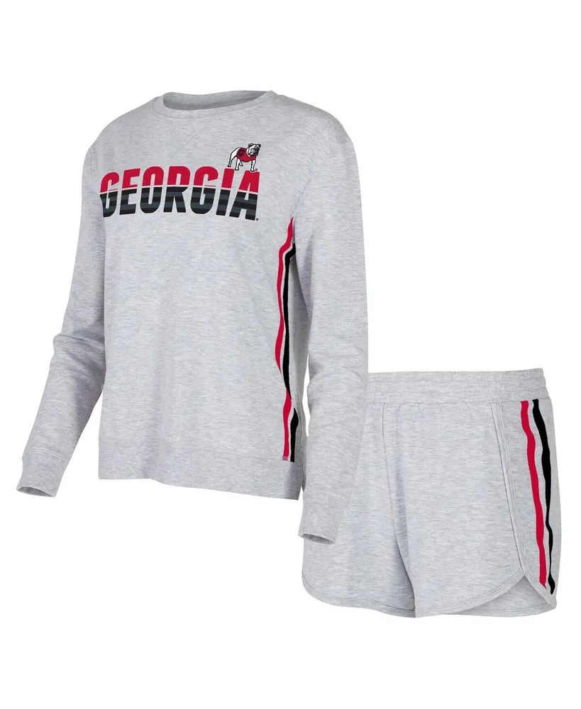 Women's Concepts Sport Gray Georgia Bulldogs Cedar Tri-Blend Long Sleeve T-shirt and Shorts Sleep Set