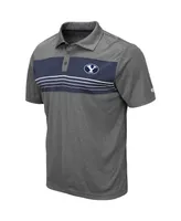 Men's Colosseum Heathered Charcoal Byu Cougars Smithers Polo Shirt