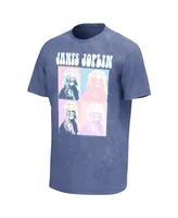 Men's Blue Janis Joplin Squares Washed Graphic T-shirt