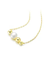 Genevive Sterling Silver 14K Gold Plated and 6MM Fresh Water Pearl Necklace