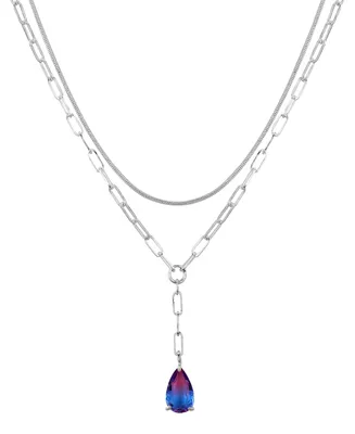 Unwritten Purple Glass Teardrop Layered Y-Necklace Set