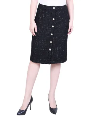 Ny Collection Women's Knee Length Slim Tweed Knit Skirt