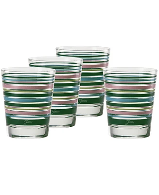 Fiesta Tropical Stripes 15-Ounce Tapered Double Old Fashioned (Dof) Glass, Set of 4