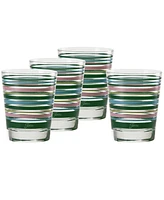 Fiesta Tropical Stripes 15-Ounce Tapered Double Old Fashioned (Dof) Glass, Set of 4