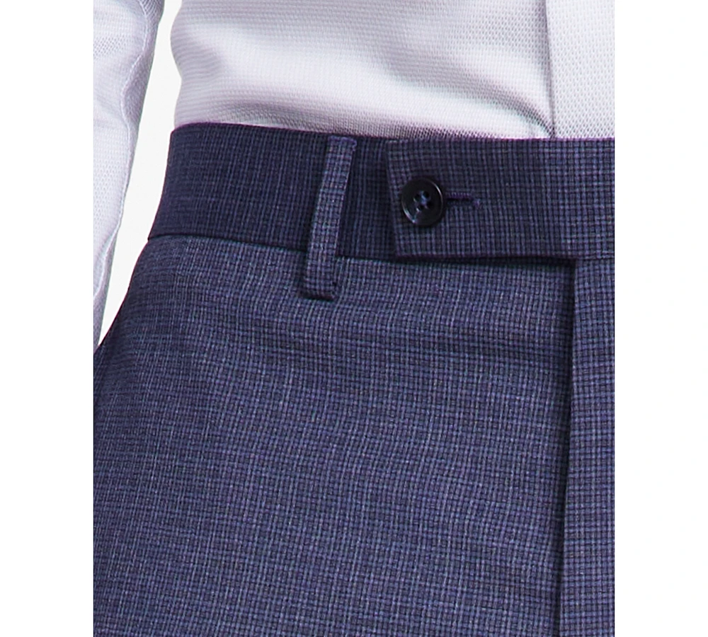 Dkny Men's Modern-Fit Blue Mini Check Suit Separate Pants