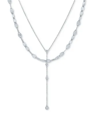 2-Pc. Set Diamond Lariat Adjustable Layered Necklaces (1/10 ct. t.w.) in Sterling Silver