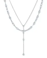 2-Pc. Set Diamond Lariat Adjustable Layered Necklaces (1/10 ct. t.w.) in Sterling Silver