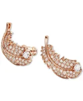 Swarovski Rose Gold-Tone Nice Crystal Feather Stud Earrings