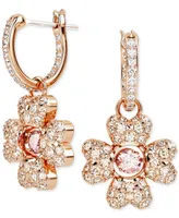 Swarovski Rose Gold-Tone Idyllia Crystal Clover Drop Earrings