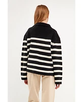 English Factory Women's Striped Half-Zip Sweater