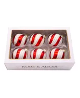 Kurt Adler 80mm Glass Ball Ornaments, 6 Piece Set