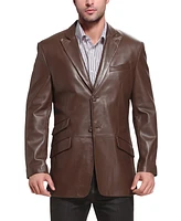 Bgsd Men Peaked Lapel Two-Button Leather Blazer