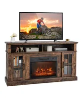 Costway 58" Fireplace Tv Stand with 1400W Electric Fireplace for TVs up to 65 Inches