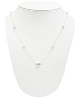 Lauren Ralph Lauren Freshwater Pearl (4 - 4-1/2mm) & Cubic Zirconia Collar Necklace in Sterling Silver, 15" + 3" extender