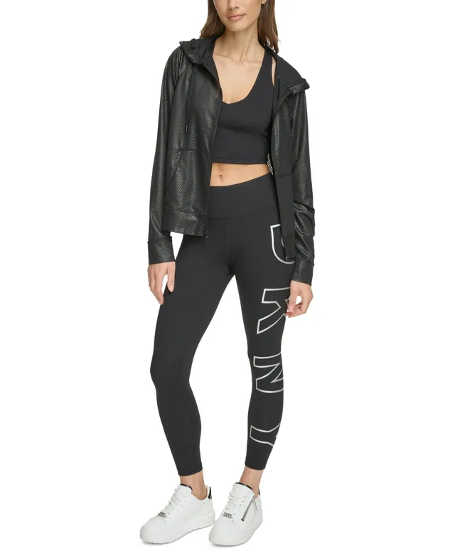 Dkny Sport Women's Rhinestone-Logo High-Waisted 7/8 Leggings