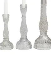 Glass Candle Holder 12", 8" and 7" H, Set of 3