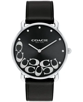 Coach Women's Elliot Black Leather Watch 36mm