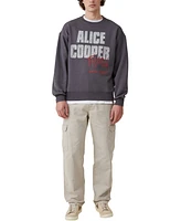 Cotton On Men's Alice Cooper Crew Sweater - Faded Slate, Alice Cooper