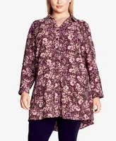 Avenue Plus Printed Long Sleeve Top