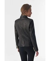 Furniq Uk Women's Genuine Leather Blazer Jacket