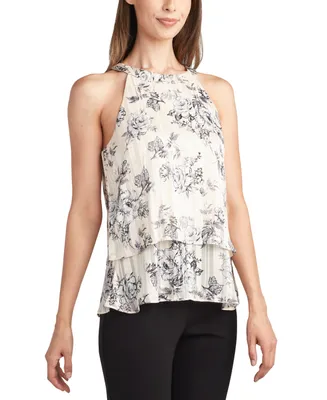Bcx Women's Floral-Print Double-Tiered Sleeveless Top