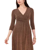 Msk Petite 3/4-Sleeve Faux-Wrap Midi Dress