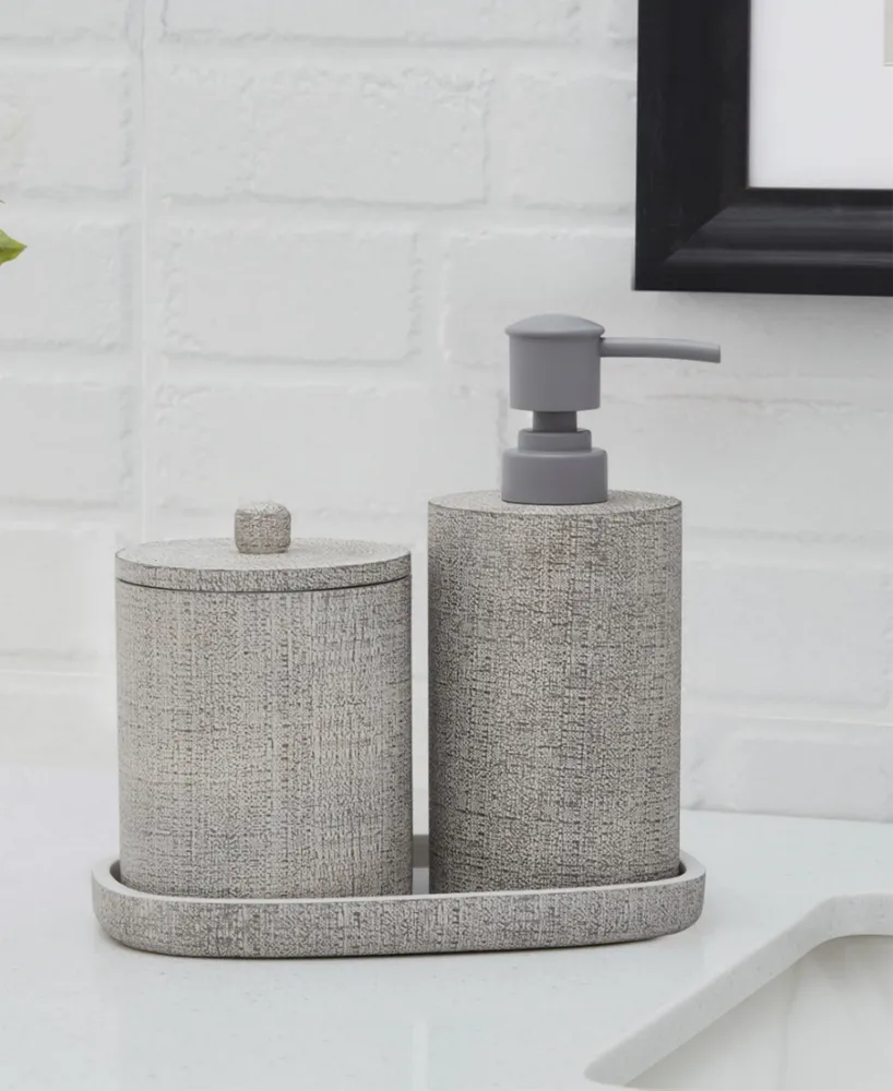 Lavender and Sage Gray Texture 3-Pc. Bath Accessory Set